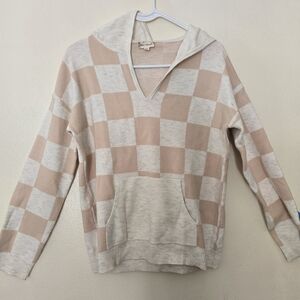 Hem & Thread Tan and Cream V-Neck Sweater